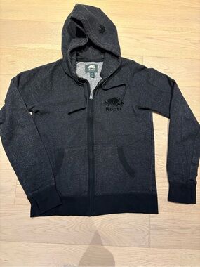 Dark Gray/Black marled full zip hoodie from Roots